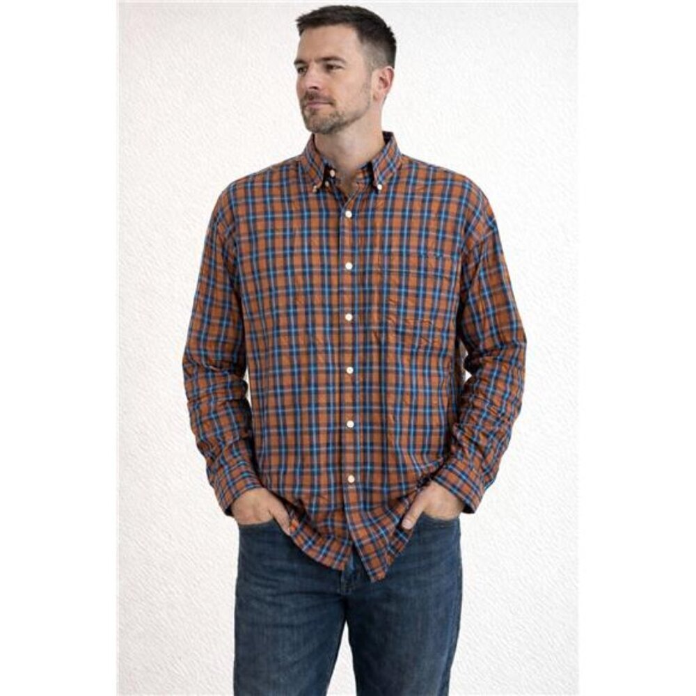 Vintage 90s Robert Stock Button Down Shirt Men XL Multicolor Plaid Pocket Cotton